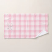 Chic pink white gingham monogram name badhandtuch set (Handtuch)