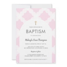 Chic Pink White Gold Cross Arch Baby Taufe