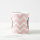 Chic Pink White Grey Zigzag Zickzack Kaffeetasse (Mittel)