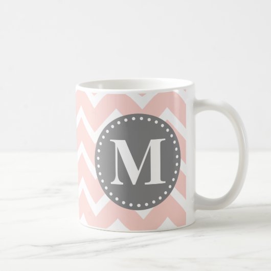 Chic Pink White Grey Zigzag Zickzack Kaffeetasse (Rechts)