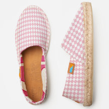 Chic Pink White Harlequin Muster Lässiger Slip On
