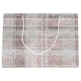 Chic Pink White Kariert Stripes Christmas Sparkor Große Geschenktüte