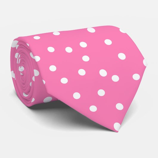 Chic Pink White Polka Dots Groom Gift   Krawatte (Gerollt)