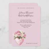 Chic Pink White Rose Blues Heart Wedding Einladung (Vorne/Hinten)