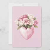 Chic Pink White Rose Blues Heart Wedding Einladung (Rückseite)