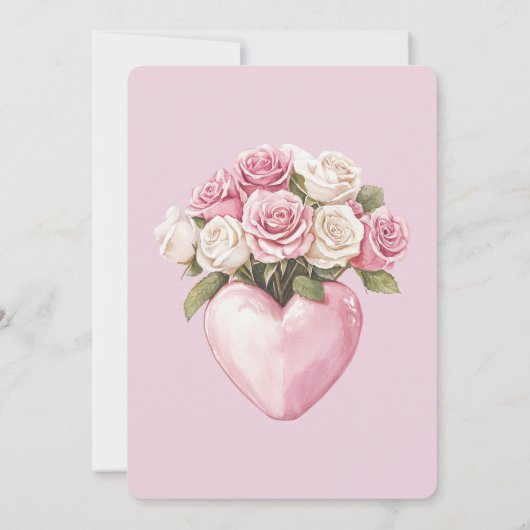 Chic Pink White Rose Blues Heart Wedding Einladung (Rückseite)