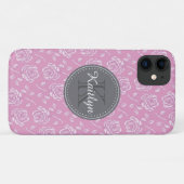 Chic Pink White Rose Muster Case-Mate iPhone Hülle (Rückseite (Horizontal))