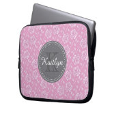 Chic Pink White Rose Muster Laptopschutzhülle (Vorderseite Links)