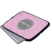 Chic Pink White Rose Muster Laptopschutzhülle (Vorne Knopf)