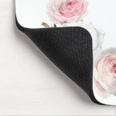 Chic Pink & White Roses Initialskript Mousepad (Ecke)