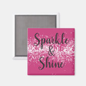Chic Pink White Sparkle Shine Magnet (Vorderseite/Rückseite)
