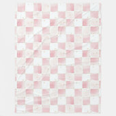 Chic Pink White Squares Fleecedecke (Vorderseite)