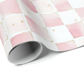 Chic Pink White Squares Geburtstag Geschenkpapier (Rolleneckpunkt)