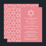 Chic Pink & White Stern David Bat Mitzvah Einladung<br><div class="desc">Diese Einladungen können für jedes jüdische Heiligtum wie Bat Mitzvah, Bar Mitzvah, Bestätigung, Hochzeit, etc. angepasst werden. Fügen Sie Ihre benutzerdefinierte Formulierung mit dem Abschnitt "Diese Designvorlage bearbeiten" hinzu oder klicken Sie auf die blaue Schaltfläche "Anpassen", um den Schriftart und die Farbe zu ändern, oder um ein Foto oder eine...</div>