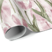 Chic Pink White Tulip Blume Geburtstag Geschenkpapier (Rolleneckpunkt)
