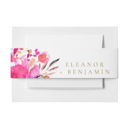 Chic Pink White Watercolor Floral Elegante Hochzei Einladungsbanderole