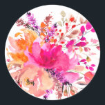 Chic Pink White Watercolor Floral Elegante Hochzei Runder Aufkleber<br><div class="desc">Fügen Sie Ihrer Hochzeit eine Touch zeitloser Eleganz hinzu, mit diesem schicken, rosa und weißen Aquarellaufkleber. Das zarte Blumendesign, gepaart mit sanften Wasserfarbenbürsten, schafft ein romantisches und elegantes Ambiente. Ideal zum Abdichten von Einladungen, Dekorieren von Gefälligkeiten oder um Ihrem großen Tag ein personalisiertes Detail hinzuzufügen. Dieser klassische Rundaufkleber ist ein...</div>