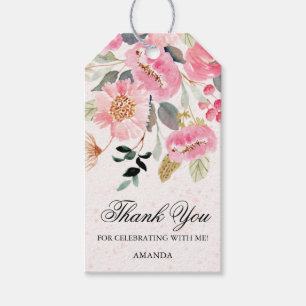 Chic Pink Wildblume Brautparty Gefallen Geschenkanhänger