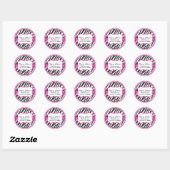 Chic Pink Zebra Print Address Labels Runder Aufkleber (Blatt)