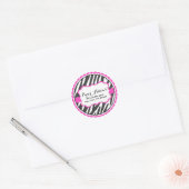 Chic Pink Zebra Print Address Labels Runder Aufkleber (Umschlag)