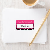Chic Pink Zebra Print "From the Kitchen" Labels Adressaufkleber (Insitu)