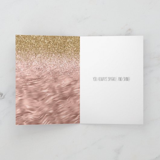 Chic Pink Zebra Print Glitz Karte (Innenseite)