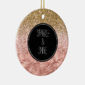 Chic Pink Zebra Print Glitz Keramik Ornament (Rechts)