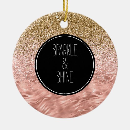 Chic Pink Zebra Print Glitz Keramik Ornament (Vorne)