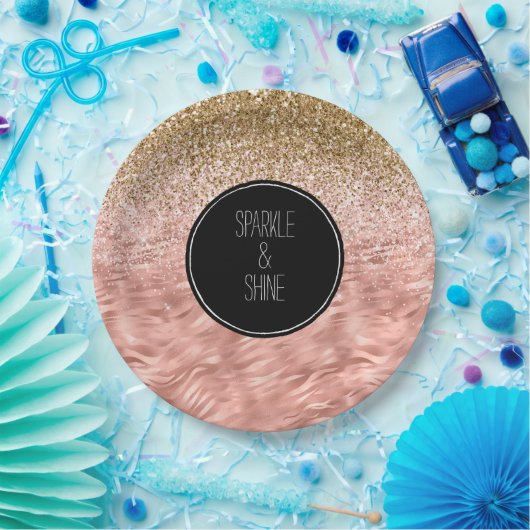 Chic Pink Zebra Print Glitz Pappteller (Party)