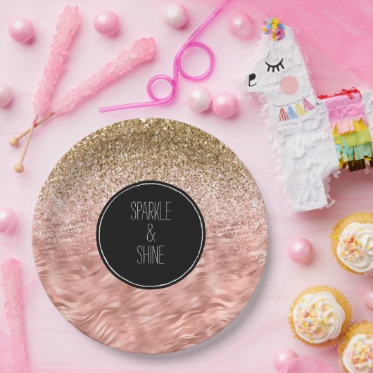 Chic Pink Zebra Print Glitz Pappteller (Party)