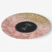 Chic Pink Zebra Print Glitz Pappteller (Schrägansicht)