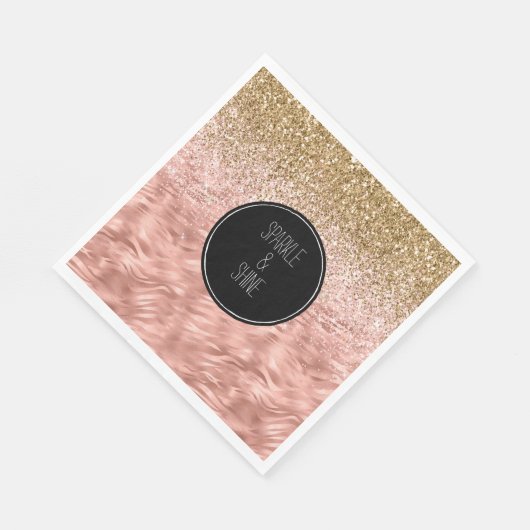 Chic Pink Zebra Print Glitz Serviette (Ecke)