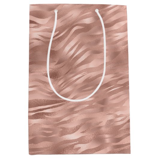 Chic Pink Zebra Streifen Mittlere Geschenktüte (Vorderseite)