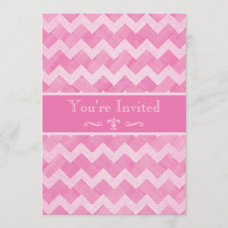 Chic Pink Zickzack 90. Geburtstag doppelseitige Pr Einladung