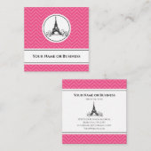 Chic Pink Zickzack Eiffel Tower Paris Frankreich Quadratische Visitenkarte (Vorne/Hinten)