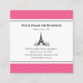 Chic Pink Zickzack Eiffel Tower Paris Frankreich Quadratische Visitenkarte (Rückseite)