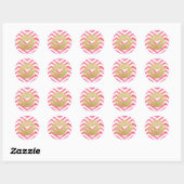 Chic Pink Zickzack Gold Lips Valentinstag Runder Aufkleber (Blatt)