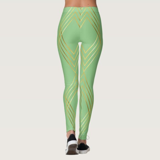 Chic Pistachio Green Diamonds Pattern Leggings (Rückseite)
