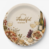 Chic Pizza & Prosecco Friendsgiving Pappteller (Vorderseite)