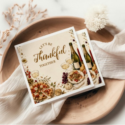 Chic Pizza & Prosecco Friendsgiving Serviette