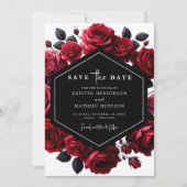 Chic Playful Crimson Red Wedding Save The Date (Vorderseite)