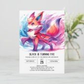 Chic Playful Fox Geburtstag Einladung (Stehend Vorderseite)