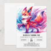 Chic Playful Fox Geburtstag Einladung (Vorne/Hinten)