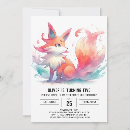 Chic Playful Fox Geburtstag Einladung (Vorderseite)
