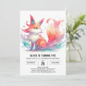Chic Playful Fox Geburtstag Einladung (Stehend Vorderseite)