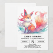 Chic Playful Fox Geburtstag Einladung (Vorne/Hinten)