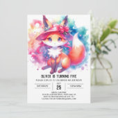 Chic Playful Fox Geburtstag Einladung (Stehend Vorderseite)