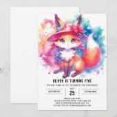 Chic Playful Fox Geburtstag Einladung (Vorne/Hinten)