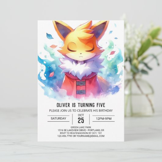 Chic Playful Fox Geburtstag Einladung (Stehend Vorderseite)