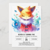 Chic Playful Fox Geburtstag Einladung (Vorne/Hinten)